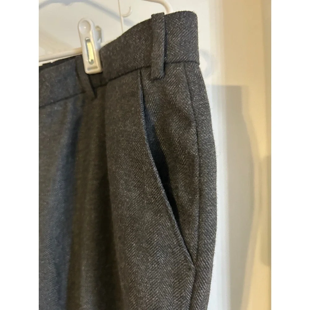 NEW Studio Suits Bespoke‎ Mens Charcoal Herringbone Wool Blend Dress Pants 39x27